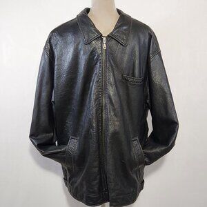 CYRK Men's Size X-Large Black Quilt Lined Full Zip Inner Pockets Leather Jacket